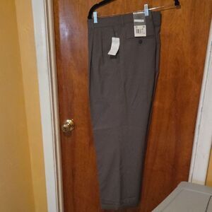Gray Dress Pants with Straight Leg Design